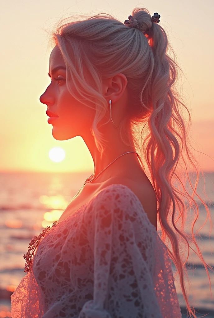 high quality,8k ultra high definition,美丽的Doubleexposure,Combining the silhouette of the goddess with the sunset coast, sunset coast should be used as the bottom background,Details are integrated into the silhouette of the goddess,Clear lines,The background is a monochromatic ,Focus sharp,Doubleexposure,Created by yukisakura,Gorgeous full color