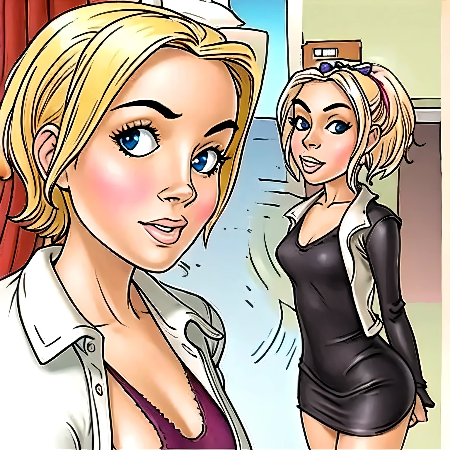 group of 5 mature blonde married women from rich families arguing over a man's cock