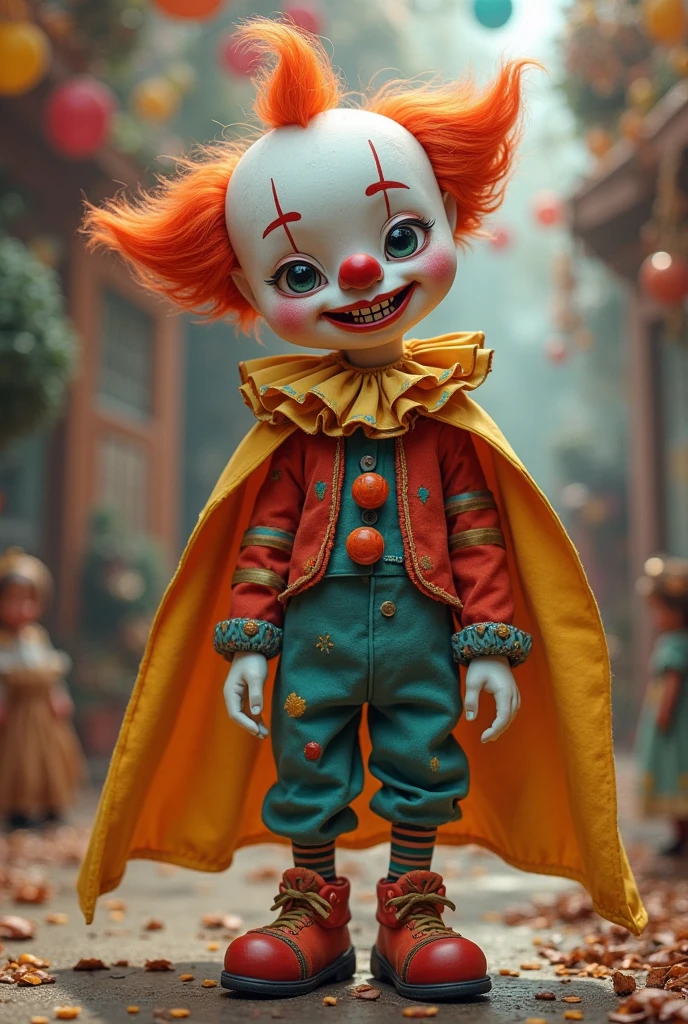 He looks like a person. But with his limbs separated by a small mini meter, with each part of his body he has a very bright, different color.
Bright pink left arm
Bright light blue right arm
Bright orange left leg
Bright yellow right leg
Bright light green left hand
Bright purple right hand
Shiny gray head