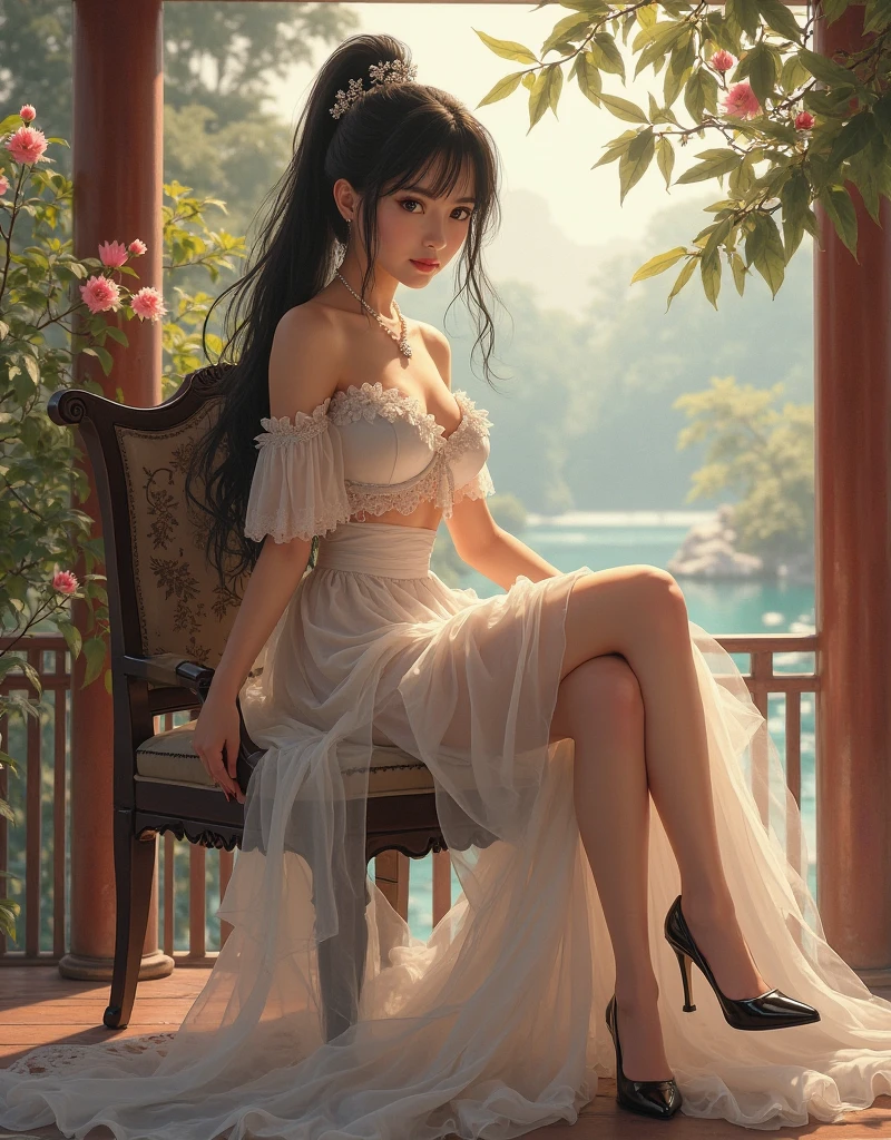 masterpiece,Game Art,Best picture quality,Maximum resolution,8k,(Upper Body),Unreal Engine 5 rendering works,(Digital Photography),(The girl looks at you lovingly,The smile is beautiful),Short hair details,(The eyes are very delicate),(With long gray hair:1.4),(Perfect body),(Bright dress,Black high heels,White cotton socks),(background:classroom),light,night,Ray Tracing,RAW photos,((3D Unreal Engine)),OC rendering reflection mode