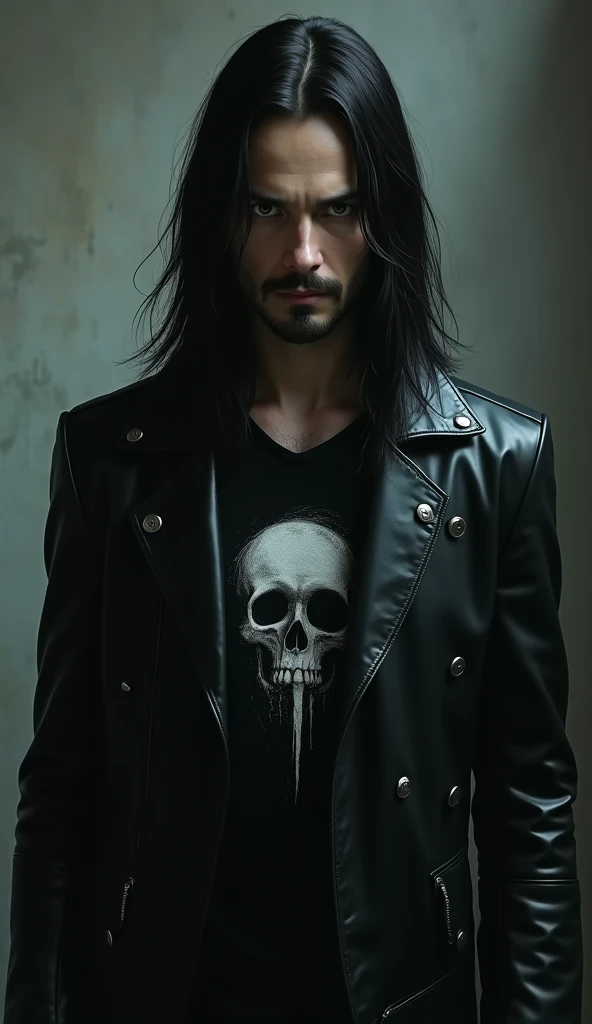 Black jacket from a rock band called the excreation with a skull