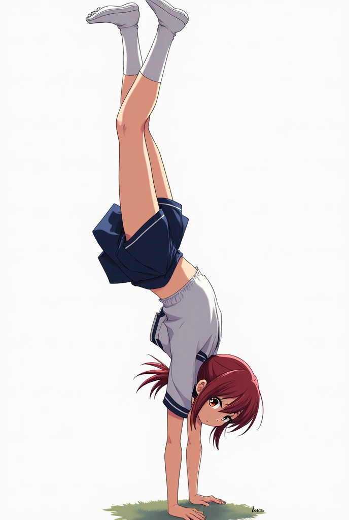<lora:_henjump:1:CT> henjump legs spread head turned backwards