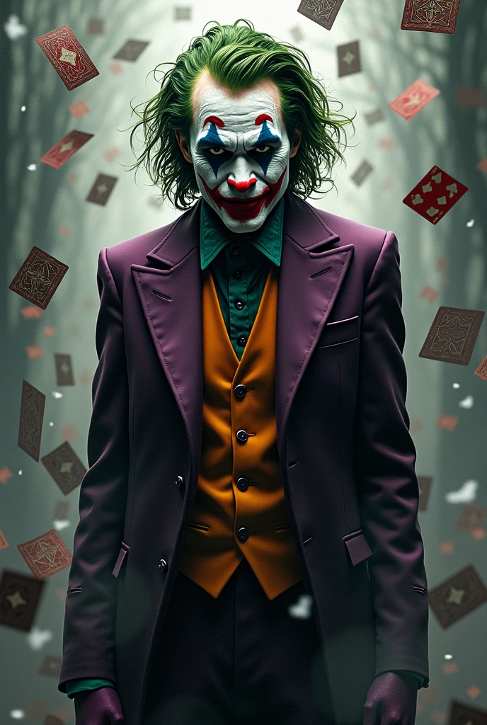 UM CORINGA, with lots of playing cards falling in the background