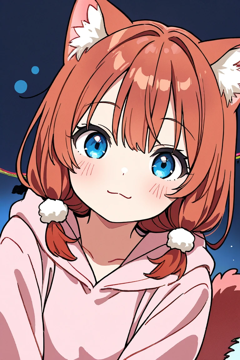 character, female, Cat ears, Fluffy pigtail, cute, orange