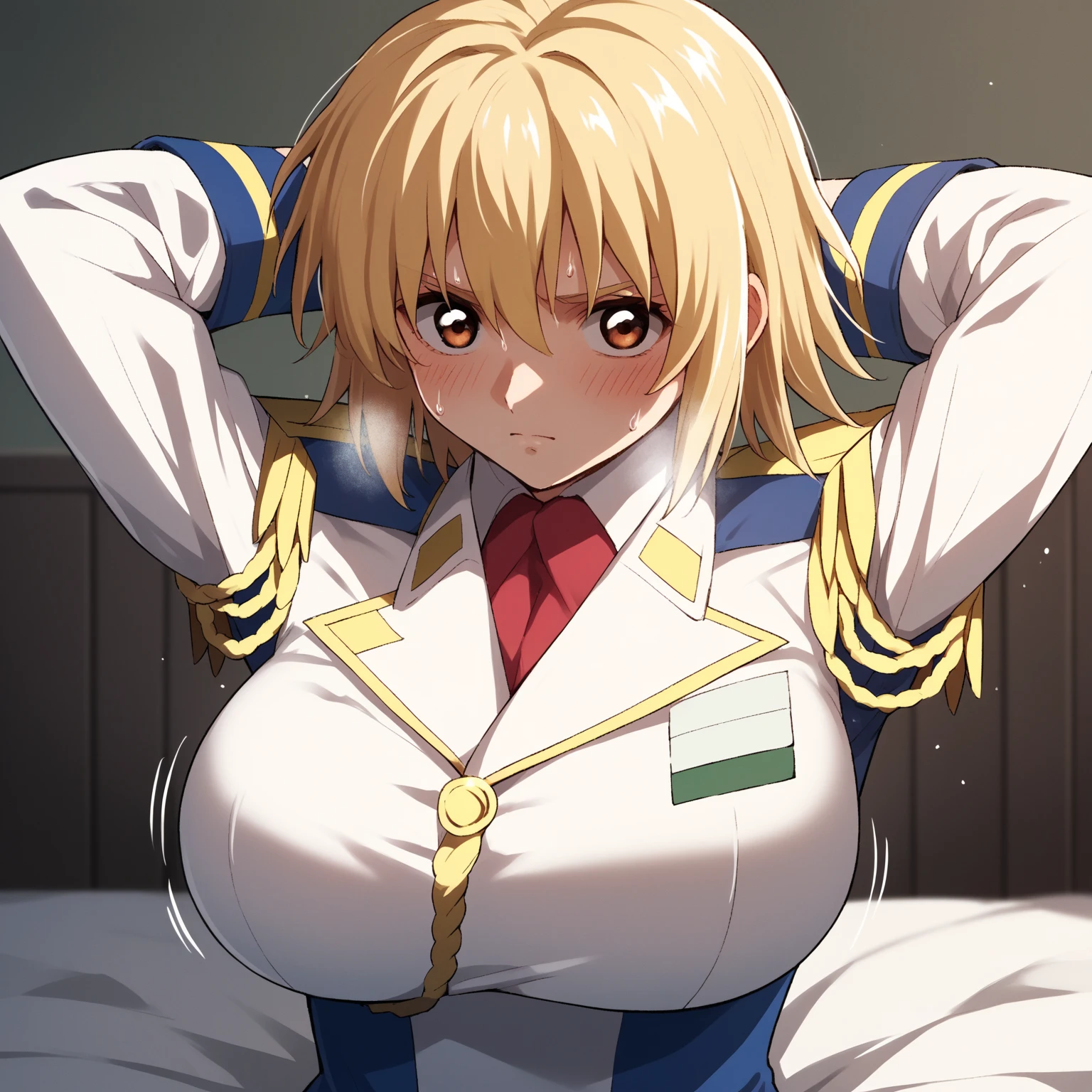 (masterpiece, top quality, best quality, official art, beautiful and aesthetic:1.2), (1girl),(masterpiece, best quality: 1.2),(very detailed face, real image, realistic skin, realistic body, intricate details)1girl, 1boy, solo focus, cowgirl position, straddling, girl on top, spread legs,breasts squeezed together, bent over,cum, cum in pussy, cum overflow,female , female orgasm, ,rape, deep penetration, vaginal, sex, {motion lines},crying, closed eyes, scared, embarrassed, open mouth, blush, nose blush,sweat, clothes lift, breasts, nipples, no panties, {{{pussy}}}, penis, skirt,indoor, tatami, extreme detailed,(Victoria Seras, blond short hair, short back twintails, yellow eyes, Hellsing anime, Vampire, Hellsing uniform, yellow military uniform, jumpsuit, skirt, wide Rolled up sleeves, Chevron, black belt),colorful,highest detailed,((full body)), lap mini skite