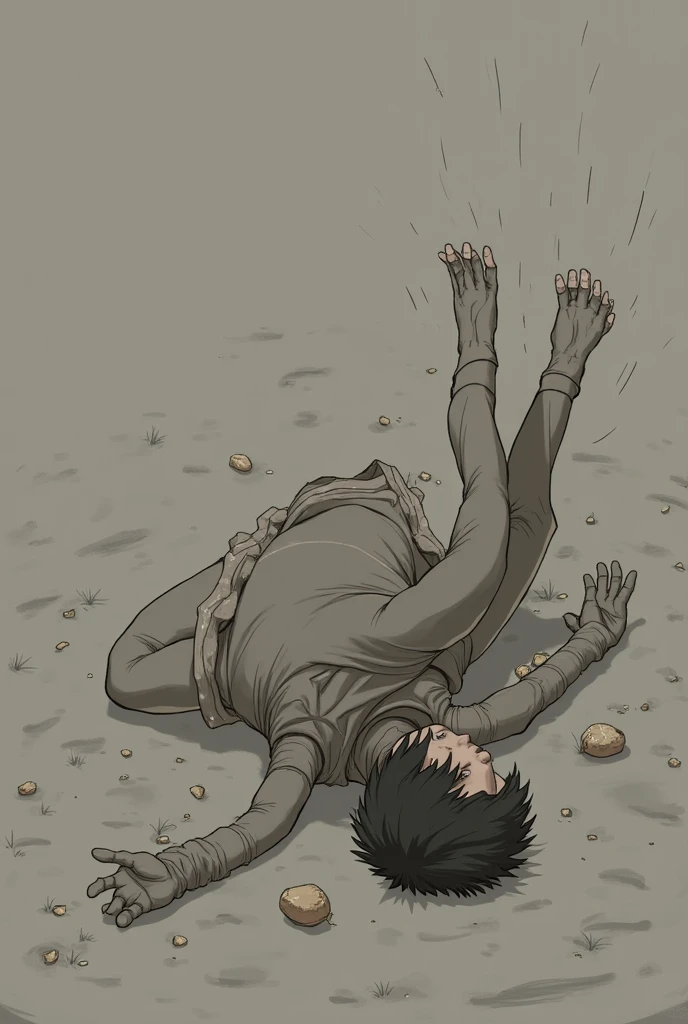 1girl,solo,ail,yamcha pose,on side,crater,, masterpiece,best quality,