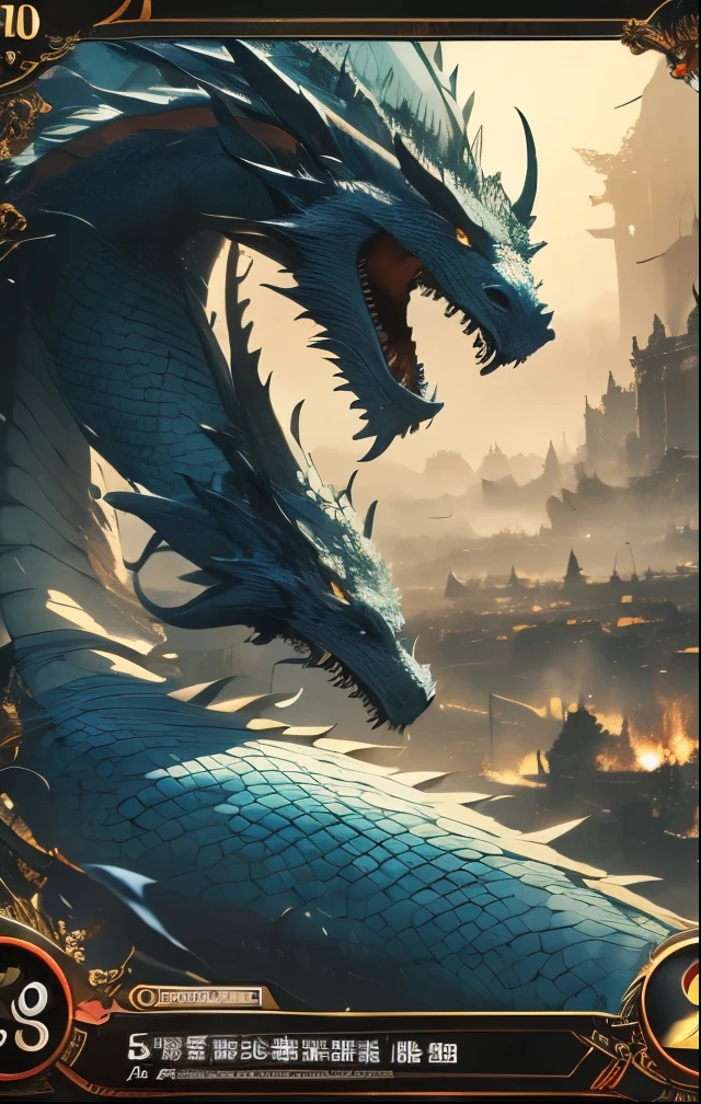 (((SFW、Highest quality、 first class masterpiece 、 normal body 、32k、 detailed face 、super precise、 normal hand、5refer to、Highest)))、dragon、 card frame 、Attack Power 3000 Lower Left、Defense 2000 Lower Right、game card、Rare card