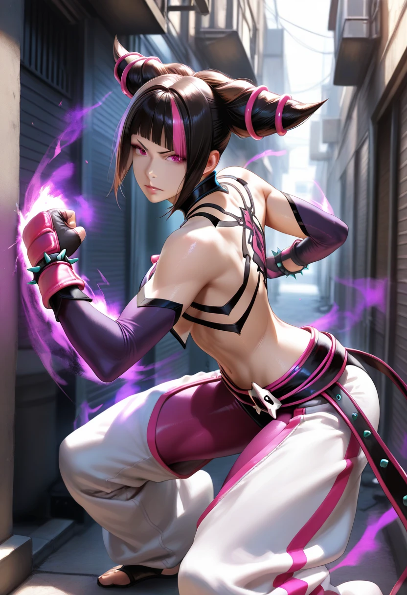 a close up of a woman in a costume with a sword, juri han from street fighter, as a character in tekken, fighting game character, juri misaki, akali, fighter pose, fight pose, katana zero video game character, fighting pose, character from king of fighters, portrait of tifa lockhart, official character art, kunoichi