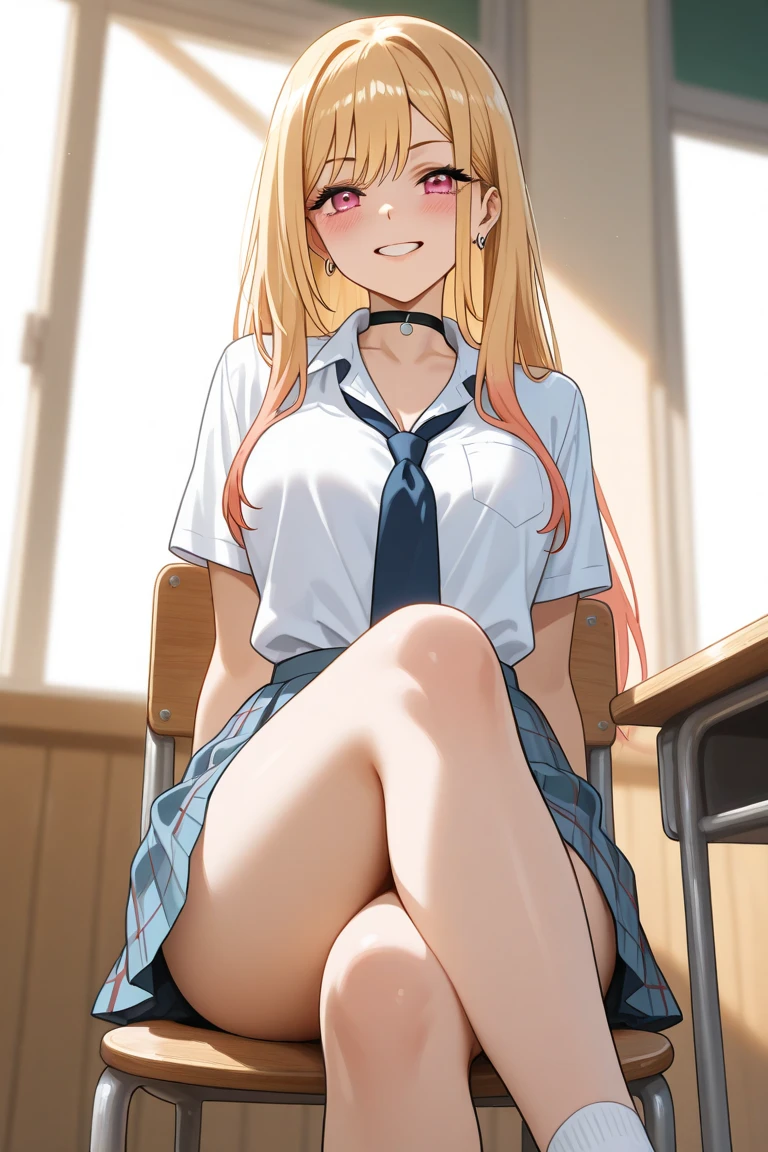 A skinny naked  with small breasts,spread legs,{Crying},school classroom,I&#39;m in front of a large group of students.,pussy juice,spread legs, legs up