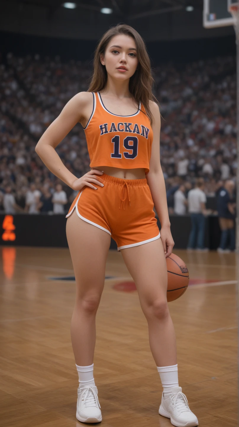 onoff,side-by-side photo,split screen,Cute Japanese girl,25yo,((Best quality, masterpiece, ultra high res)), (photorealistic:1.4),highly detailed,professional lighting ,smile,Playing football ,in stadium, dark golden hair, short wolf cut hairstyle , cute brown eyes and attractive pink lips, wearing tight football Jersey, and football shorts, futsal boots, sprinting towards the ball, snowy atmosphere, snowing,hyper realistic and cinematic, hyper detailed resolution, 8k, large stadium, full body, hyper close view, night time,(slender body:1.3),mideum shot,(completely nude),
