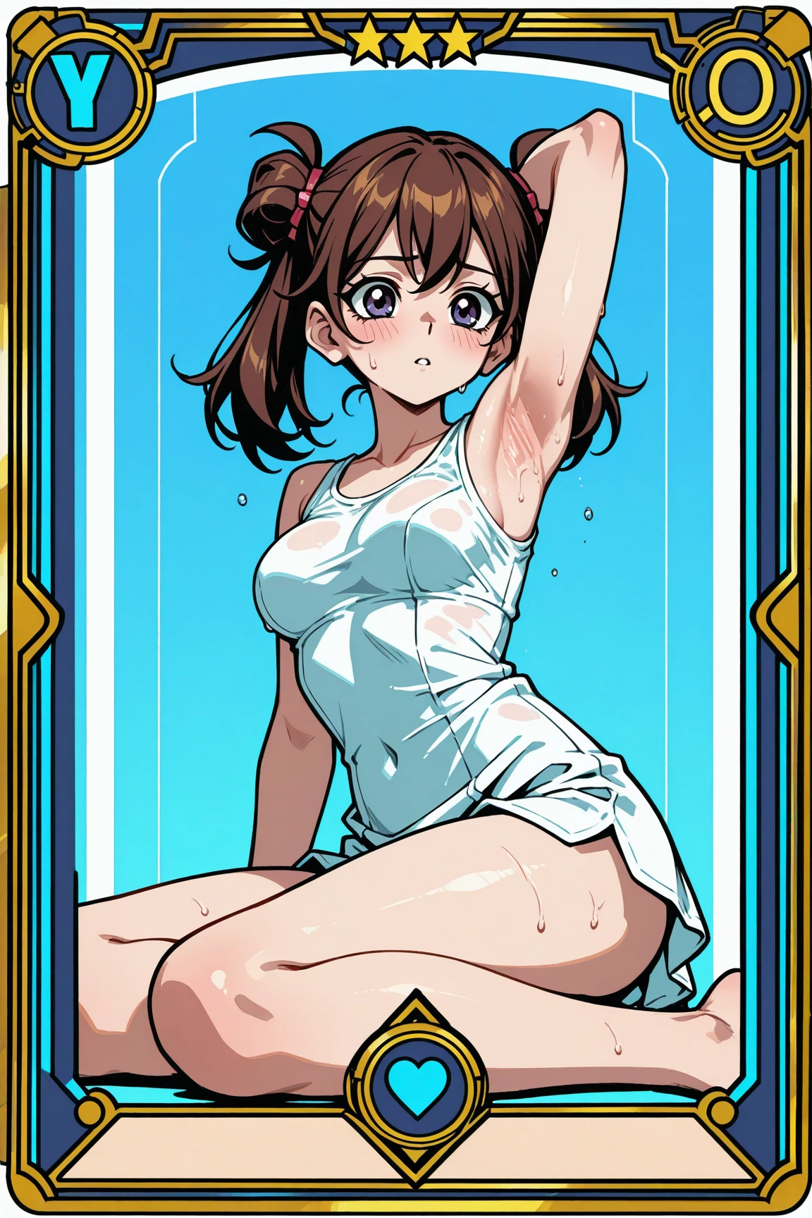 ass,white_slingshot_swimsuit,ribbon,1 girl,big breast,look at viewer, masterpiece, best quality,shy,