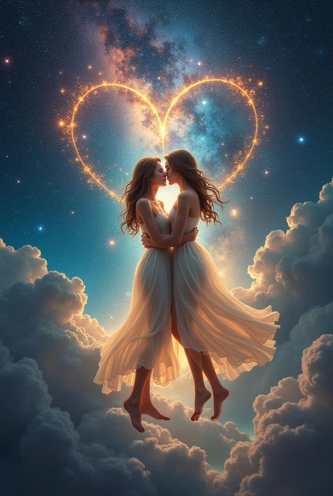 Unbridled sex between two spiritual people who raise ecstasy to the highest frequency and have a cosmic orgasm in the middle of the stellar universe 