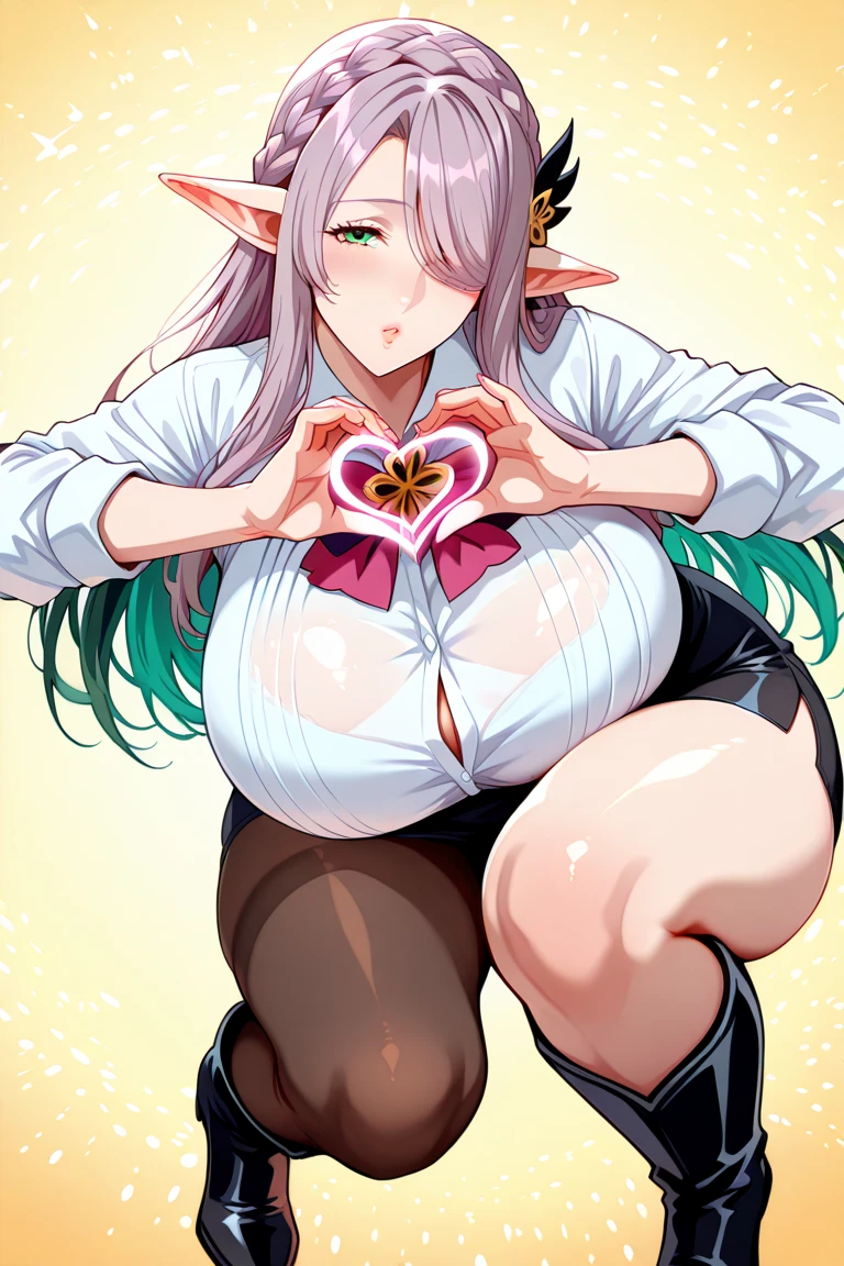 Score_9, Score_8_Top, Score_7_Top, Source_Anime, solo, solo girl, Guba Falicia, happy, white hair, pointed ears, horns, exposed breasts, front view, big breasts, ahegao, translucent squirting from pussy, covered in semen, large areolas , bust 190cm, breasts too big, nipple piercings, mature woman, nude, drawn in the style of Granblue Fantasy, full body on display, a large amount of milk gushing from the nipples, slut, hips forward, hands folded. . Peace sign, almost every part of my body was white with semen and covered in cum. There was a lot of drool coming out of her mouth, and her boobs were so big that they almost reached her lower abdomen. Her boobs are insanely long, about a third of her height, with lots of milk, and her entire upper body is covered with huge boobs. she is naked She's leaking a lot of pee, her tits are producing a lot of milk and she's sprinkling it around a lot, and her pussy is open too. I have a piercing in my clit、her pussy is pierced、 Her pussy is leaking a lot of yellow pee, Her are so big you can't see her tummy, she has a dildo in her nipples, There's a lot of semen on her face, stomach and
