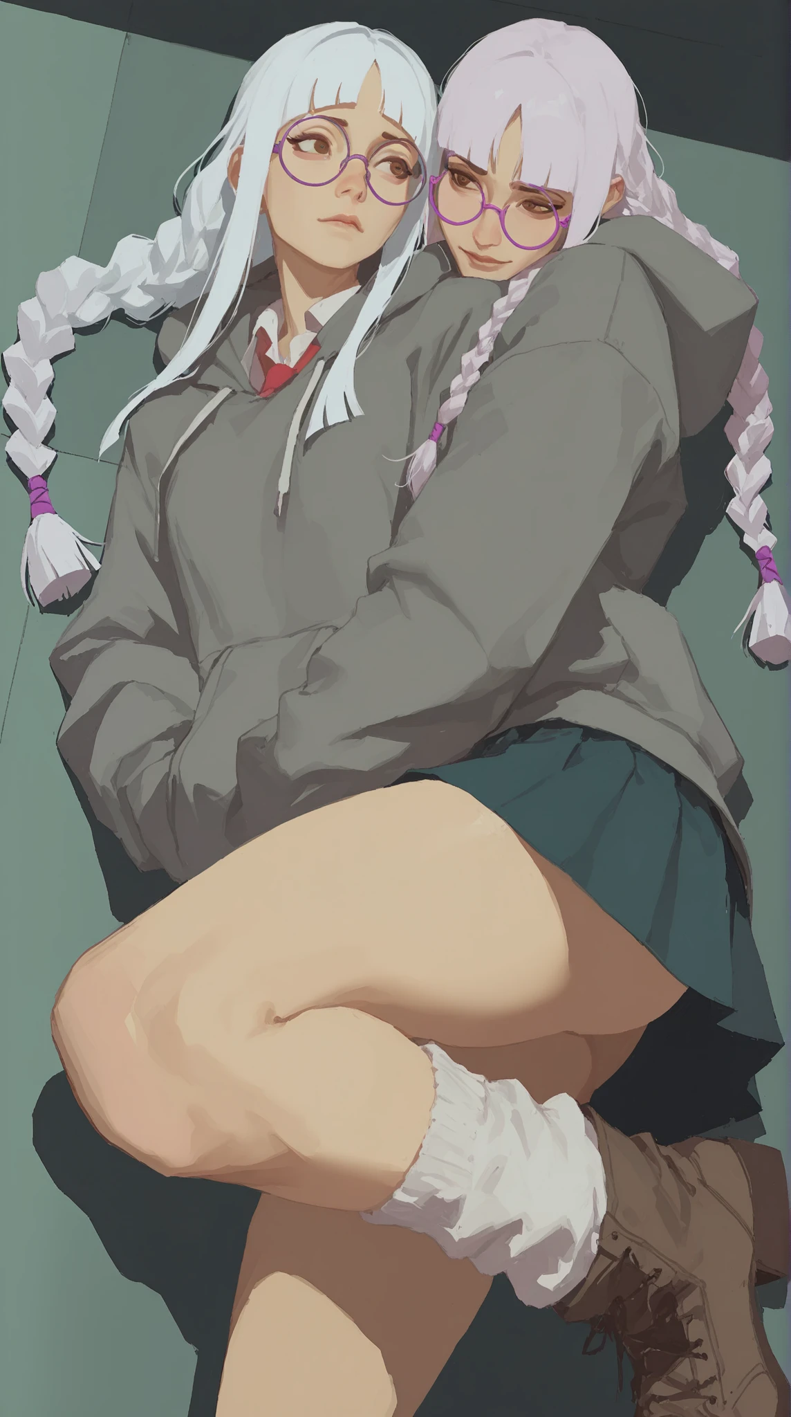 Young girl with grey hair, ((fringed and curly hair)),((curly short twintail)), curly hair ,(red eyes),, ((small bushy eyebrows)), wearing gothic lolita clothing, lolicon , to school, bored eyes, bored face (Zankuro) drawing style by zankuro artist, Zancrow style, image uploaded in R34, walking in the mall, flirty smile , suddenly having sex in public, ((doggy style sex)), ((public sex )) naked ass in the male crotch, old man , ((being raped by a decrepit old man in a dirty alley, (reverse cowgirl position), (riding a well defined penis entering ir her vagina ) bubbling semen)) ((male pov))