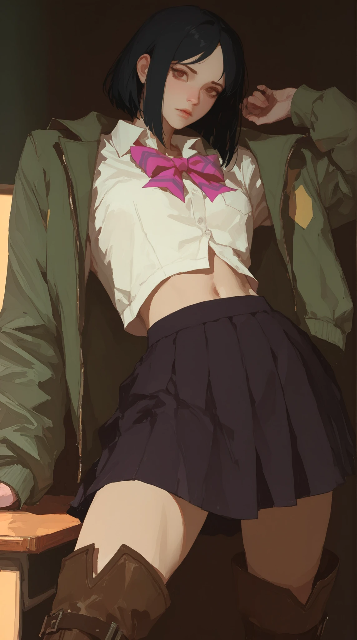 highest quality、One Girl And One Middle Aged Man,(15 years old:1.5)、full body figure、very big boobs,big ,perfect 5-fingered hands、yui kotegawa, black hair, (brown eyes:1.5), long hair,green skirt, plaid, plaid skirt, sainan high school uniform, school uniform, skirt, short sleeves,、Yui Kotegawa、shy face、perfect thing、big breasts、perfect arms、perfect legs、detailed description、small details、detailed face、white skin、Voluptuous legs、A man touches a girl's chest、man hugs girl、on the train、On the train、black panties、Black Panties、I can see your panties、long hair、black hair