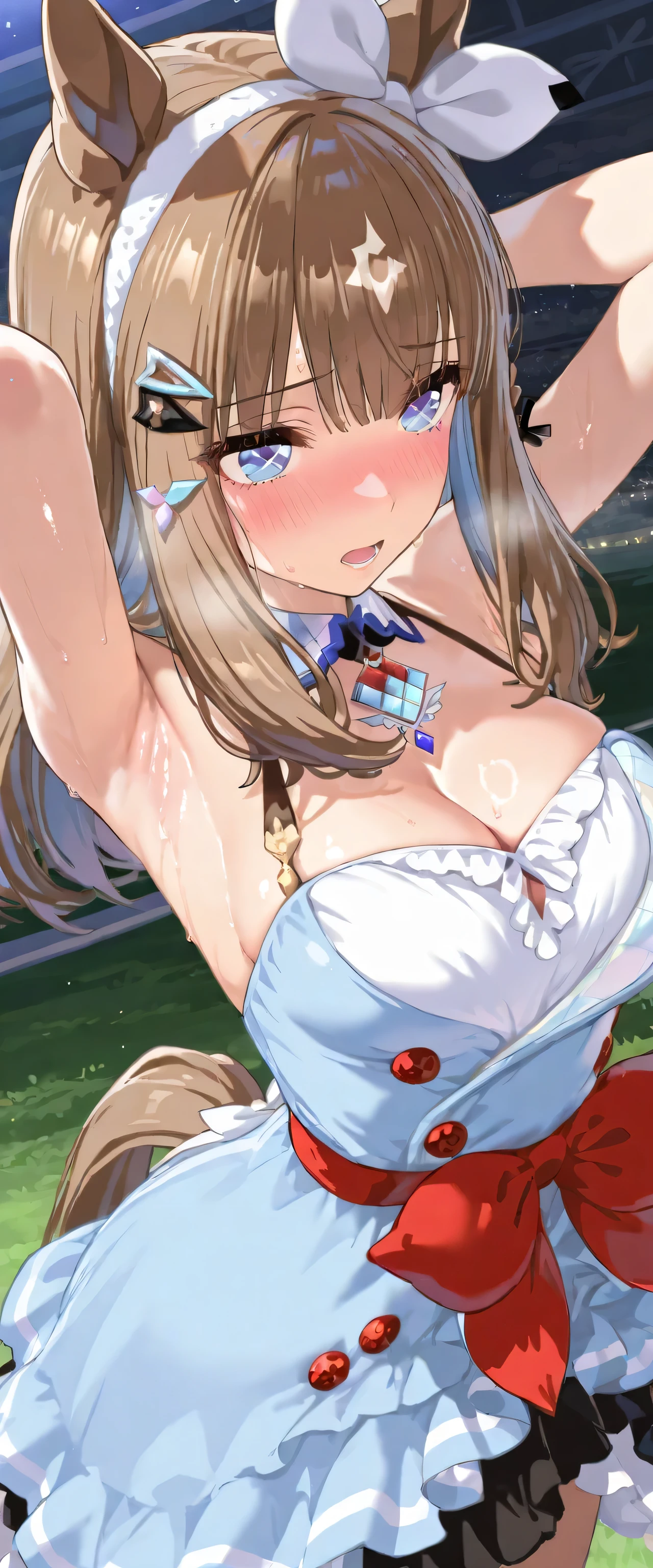 Super busty girl、One Woman、Cute Woman、plump thighs、Best image quality、High resolution、masterpiece、super high quality、Spread your legs、green lace bra、green lace panties、I can see her panties、とてもBig Ass、The buttocks are too big、Blushing、4K quality、Thick thighs、Big Ass、Squat with your legs apart、Blushed、Big Breasts、Proud face、Wearing black stockings、bed、Spread your legs wide、Ridiculously big、Very big ass、Low angle shot、Breasts that are too big、Sweaty all over、Heavy breathing、My breasts are bouncing up and down、Expression of breasts shaking、Depiction of boobs swaying、Concentrated lines of swaying、heart、Sticking out tongue、Eating corn dogs