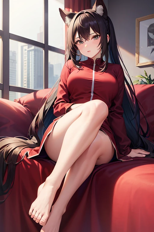 best qualityer,tmasterpiece,Ultimate resolution,downy,Extremely colorful,(gallows),Woman in red under the gallows,Red belly pocket,convict,Open air square,gallows,execute,Kneeling pose,The barefoot,Correct posture