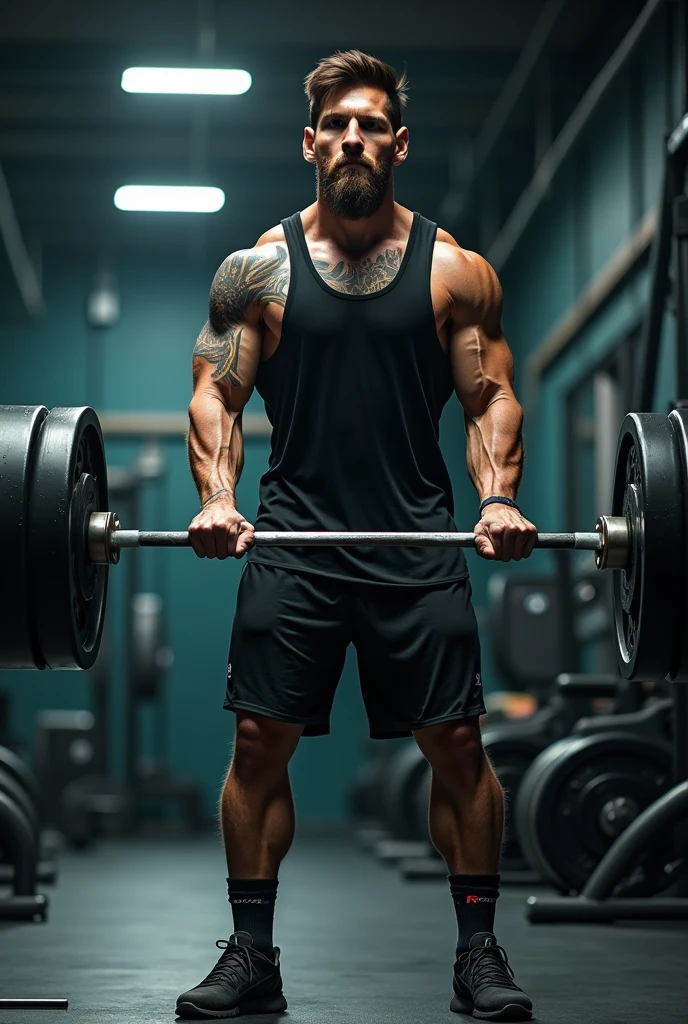 A mega realistic photo of a 30kg gym bar