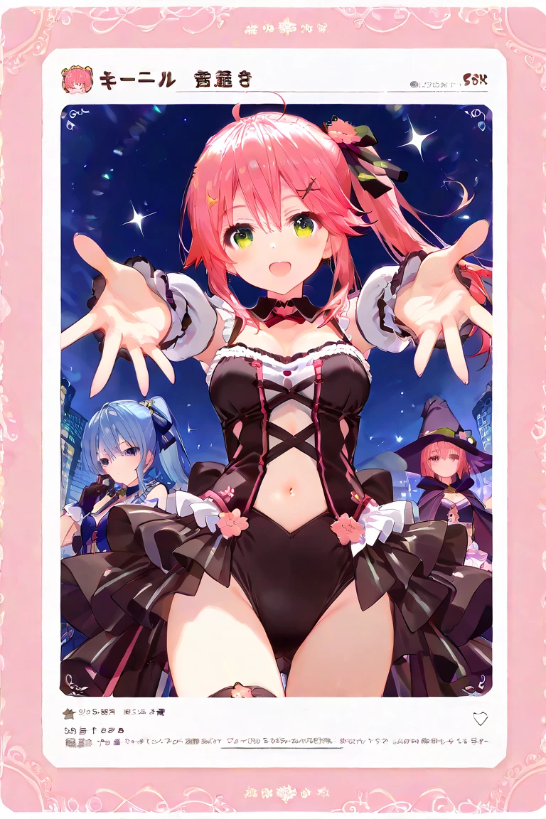 NSFW,7-year-old girl、Young、Witch、Wearing a collar、Very beautiful and Shining Eyes、Shining Eyes、1 girl、Small breasts、Big Mouth、high school girl、Small breasts、Cat ear、Transparent pink short hair、