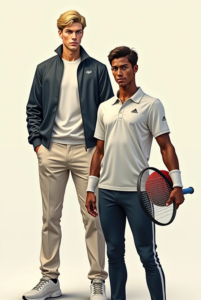 Generate me a photo of Federer and Nadal merged together