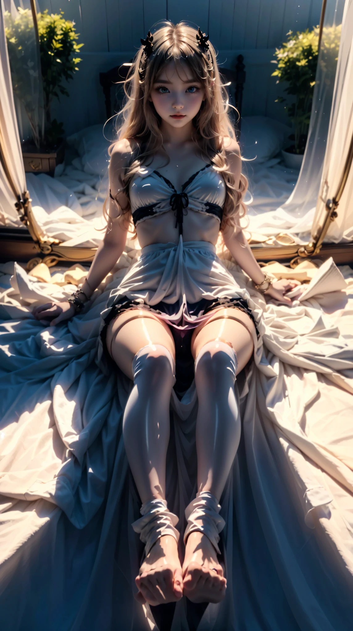3d, hyper-realisitic, sculpture of a gothic fairy Mila Kunis sitting on the ground in an alley, pale skin, hair long blonde, looking messy, dripping with makup with a bottle of wine in hand, wearing red punk boots, (garter wedding dress:1.2), athletic and fit body, fine tune, Provocative, looking happy defiant, looking at the camera, natta, city lights (Raby, puddles:1.5), realisitic, hdr, ultra HD, dynamic, Portrait photo,