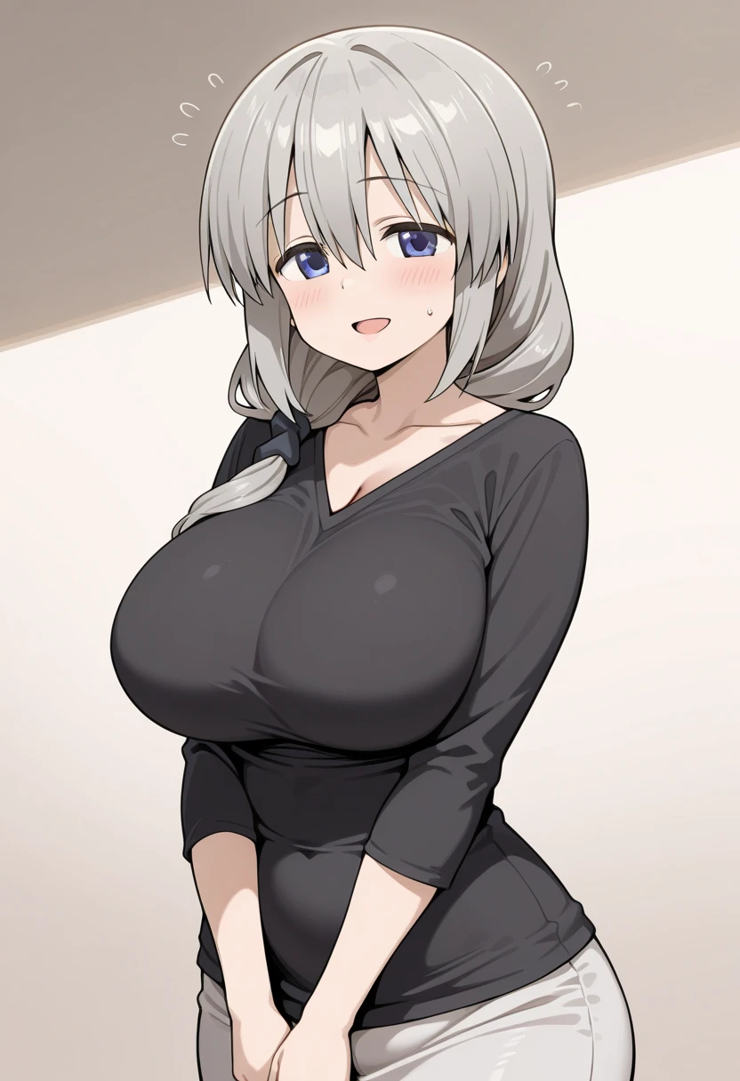 High resolution, JUJUTSU KAİSEN, Nobara Kugisaki, One Girl, ((at last))), Gray Hair,Green Eyes, Swollen lips, Thick lips, Wide Hips, Thick thighs, Huge round fake breasts, Huge Ass, Sexy and flirty face, Shiny skin, Sexy Legs, Chest to chest, hoodie, Tight nipples, that'why、That line, Huge breasts, Big Breasts, whole body, Spread your ass