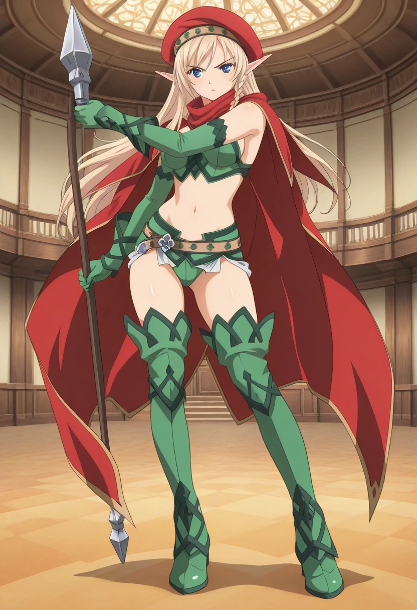 edelgard, fallengear, armor boots, bare shoulders, midriff, no glasses, facing viewer, looking at viewer, smile