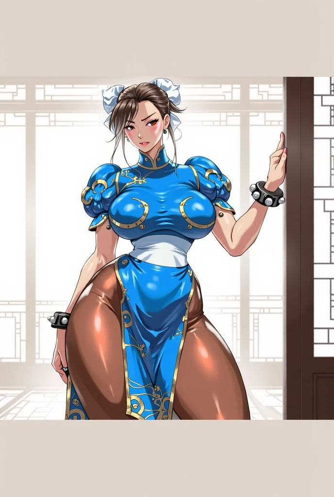 ((A masterpice、best qualified))、1girl in、独奏、ChunLi、bedroom、cleavage of the breast、sex