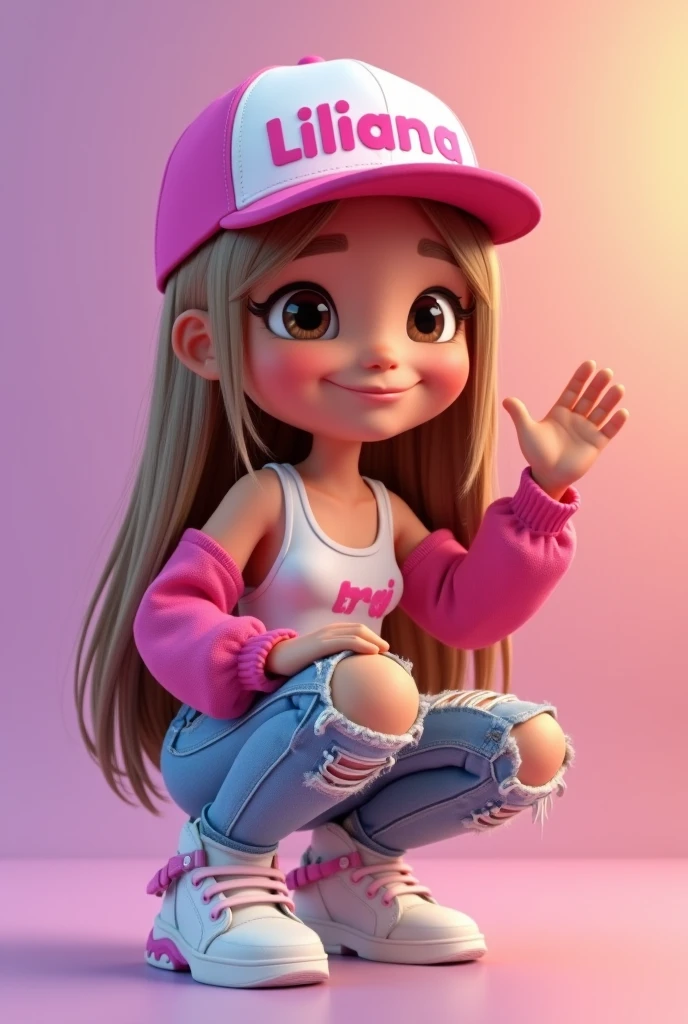 a girl from the 90s,illustration,vintage style,smiling face,long wavy hair,casual denim clothing,teenage girl style,vibrant colors and contrast,soft lighting,fun and carefree atmosphere, 8-bit pixel art,detailed facial features,wearing a choker necklace,holding a cassette tape in hand,dancing with headphones on,retro background with neon lights