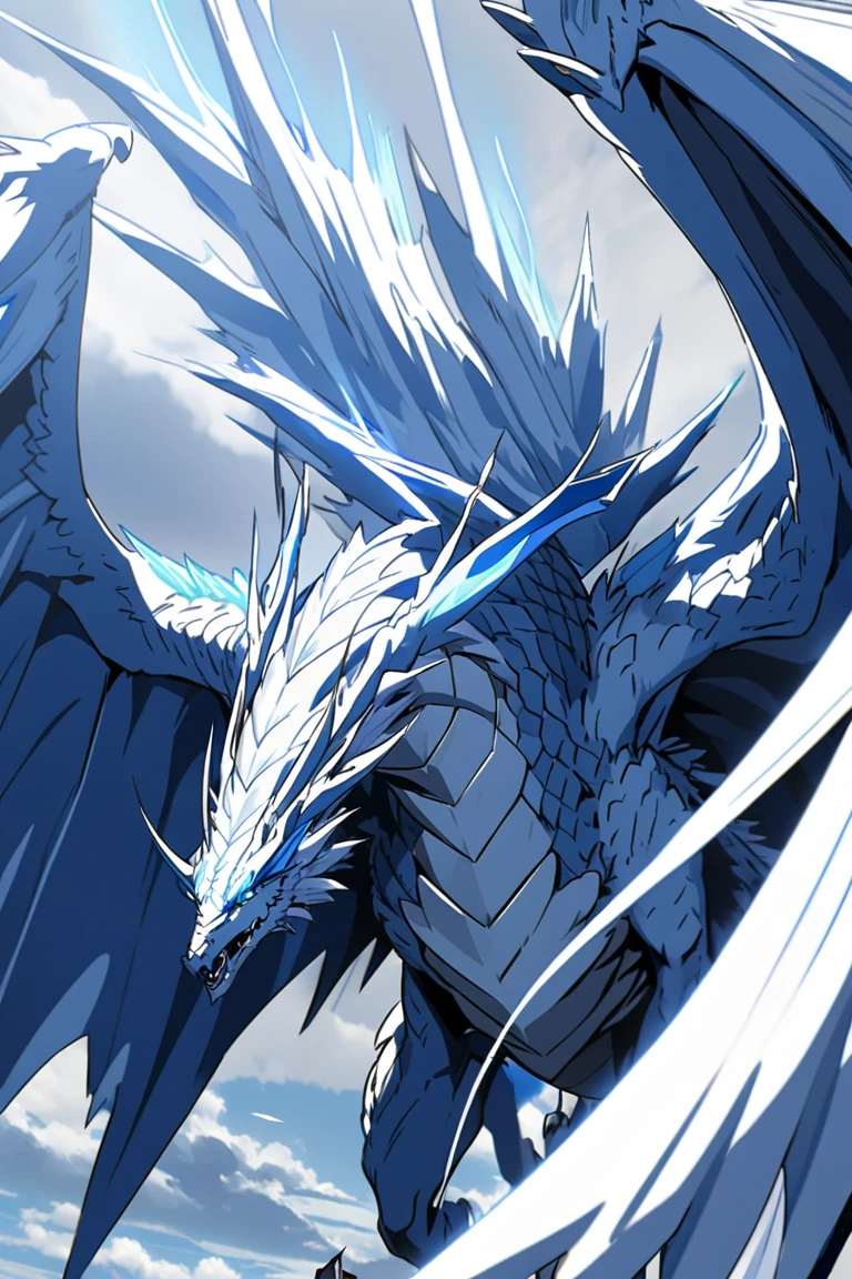 extremely detailed dragon with wings spread, ink drawing style
