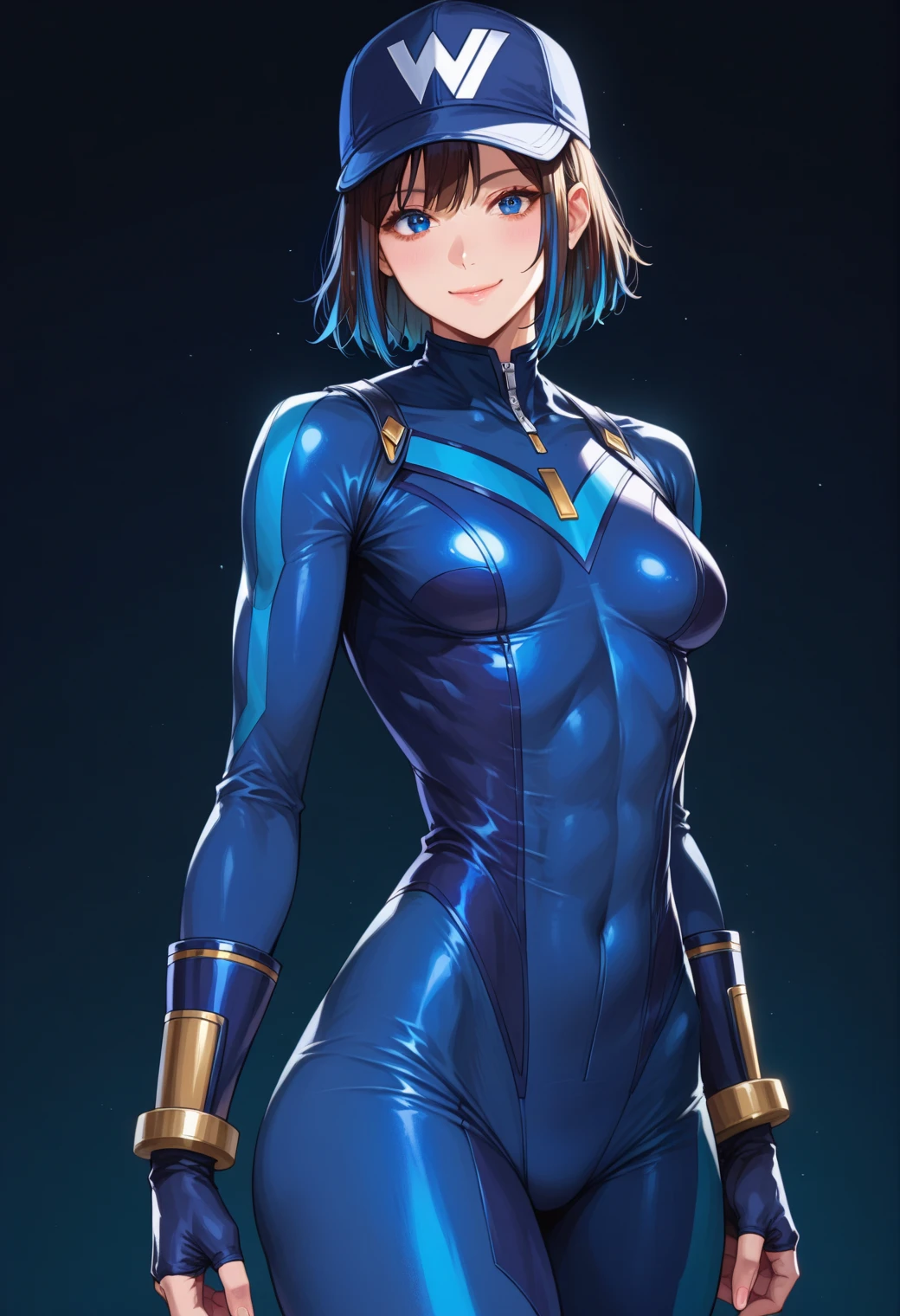 Young guy, short brown hair, blue eyes, black catsuit, Masterpiece, hiquality