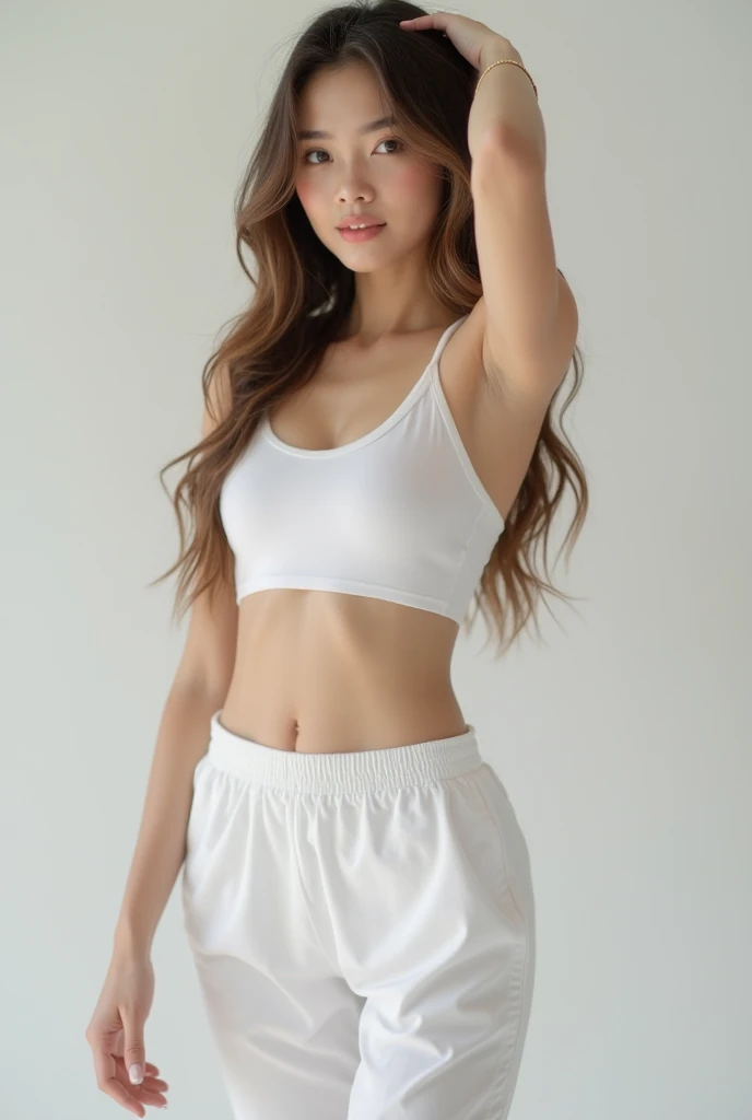 Anorexic skinny girl, In underwear, whole body, sunlight, Clear Face, Clean white background, masterpiece, Super Detail, A magnificent composition, Ultra HD, high quality, Very detailed, Official Art, Uniform 8k wallpaper, Super Detail, 32k