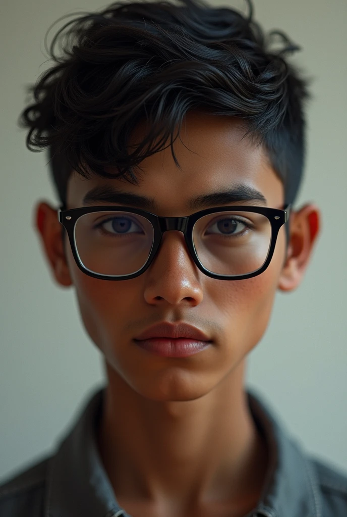 21 year old Indian boy with fair skin wearing spectacles and narrow body posing for a picture 