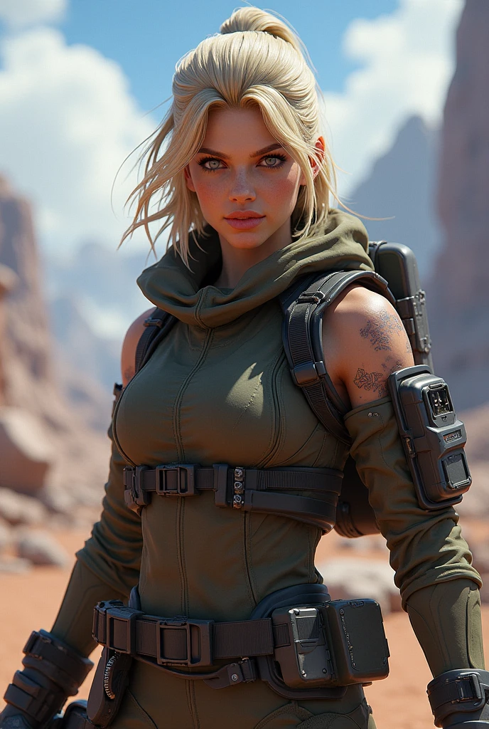 ultra detailed digital minimalistic line art watercolor render of a futuristic beautiful female desert nomad, detailed symmetric beautiful BLUE eyes, sand color clothes/ detailed gorgeous face, apocalyptic environment and sandstorm, splatter drippings, style of MAD MAX WORLD, style of Wadim Kashin, John William Waterhouse, Luminous Studio graphics engine centre image, dof, golden hour, 8k, soft lighting aesthetic, edge-to-edge print, volumetric lighting, TanvirTamim, cinematic, colorful background, concept art, dramatic lighting, high detail, highly detailed, hyper realistic, octane render, smooth, studio lighting, trending on artstation