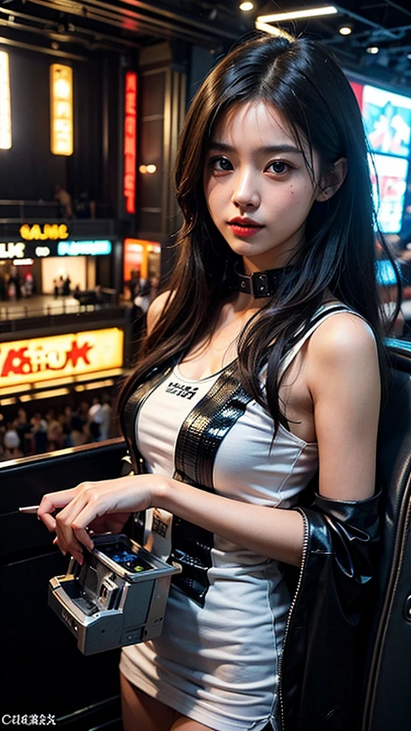 Glossy pink、Both legs,mini skirt