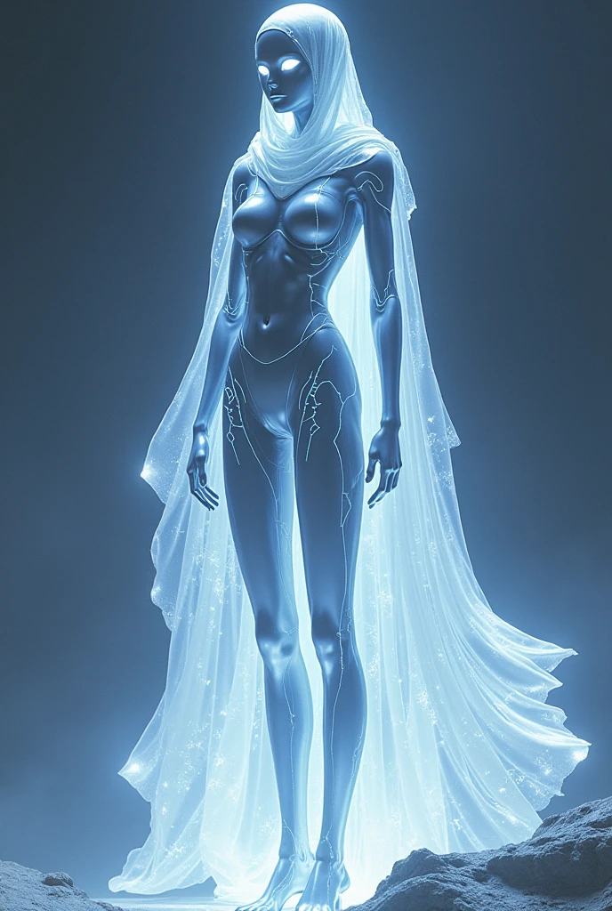 masterpiece, Beautiful Goddess of the Void, Full body white transparent clothing standing under the stars at night in the sky, Disappearing Transparent Pants, Full body standing, Tall figures, Thin legs, Facial details, Body parts details, 8k wallpaper