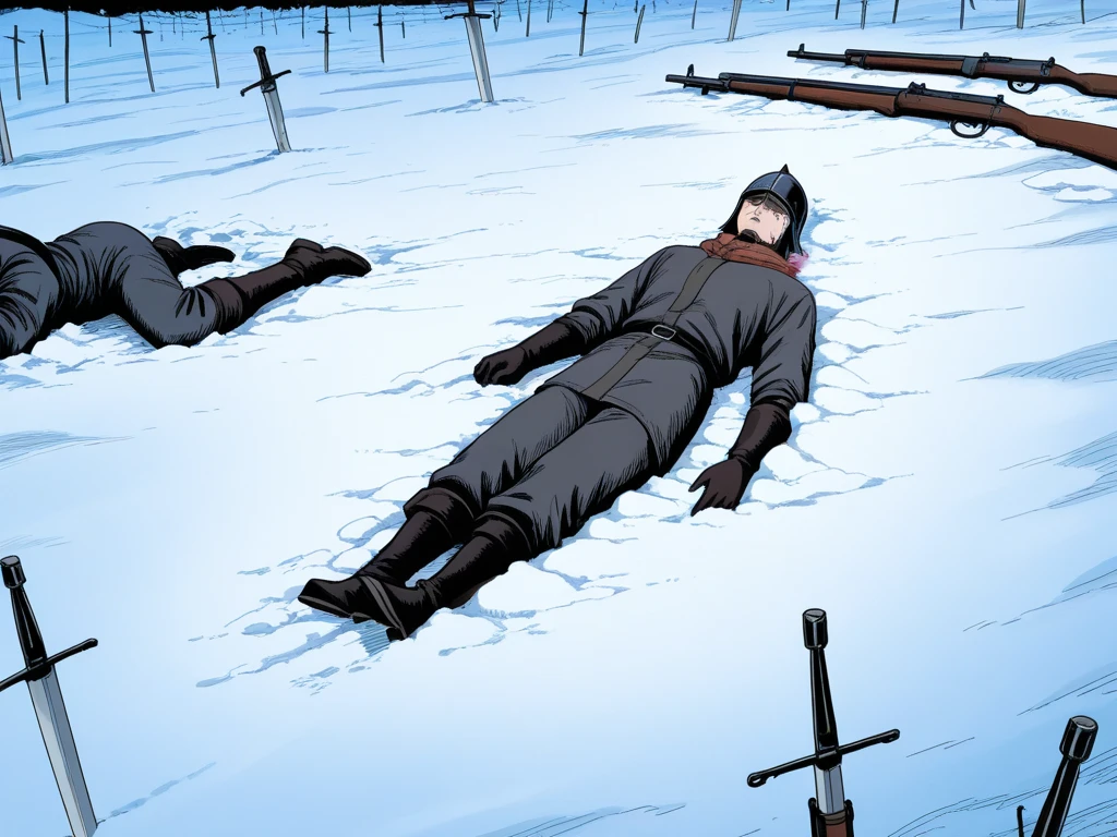 Sea, solo, black male soldier fell on the sea, big splash, blood on the sea,