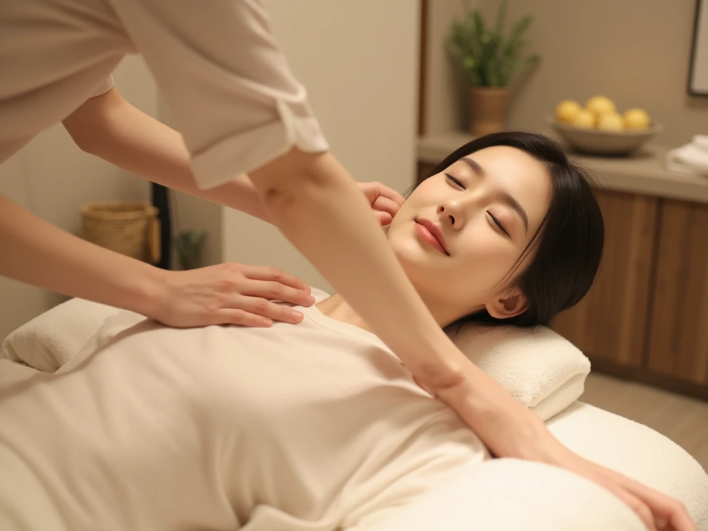 Woman receiving oil massage