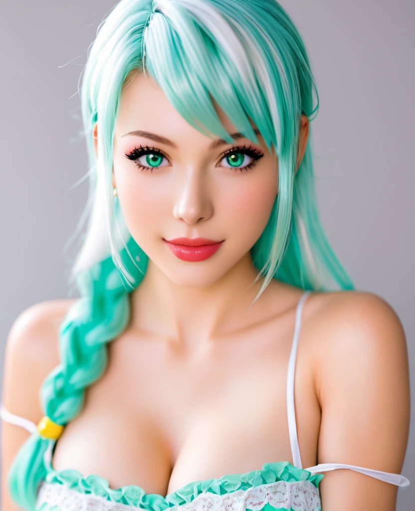 (master part, best quality:1.2), detalhes intrincados, Guardian Star Ahri, 1girl, orelhas de animais, ornamento de cabelo, Mangas em destaque, bareshoulders, Saia, magical girl, Multiple Tails, blue hairs, sorriso leve