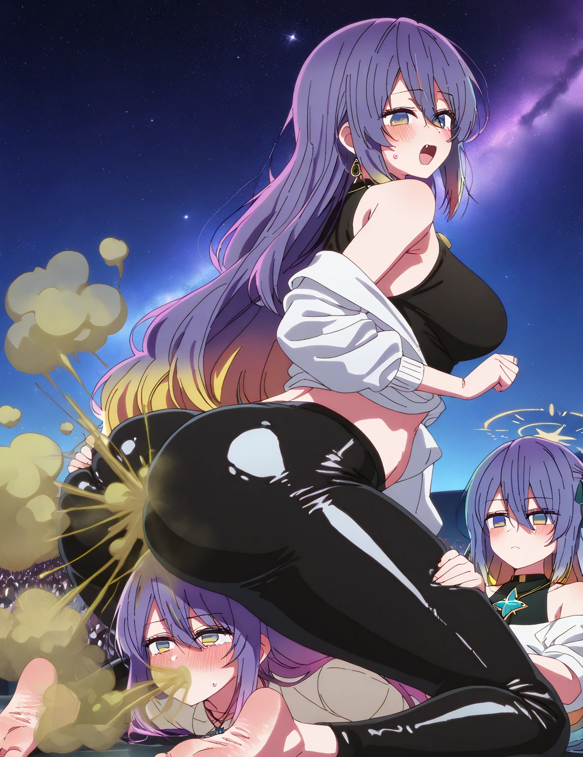 ((2girls:1.3)), ((moe style:1.3)), ((rave party:1.3)), ((cunnilingus:1.3)), ((pussy:1.3)), full body, yuri, ((black hair:1.3)), megumin (konosuba), yunyun (konosuba), ((shy:1.3)), blush, ((perfect face)), ((extremely cute:1.3)), ((masterpiece:1.3)), ((8k)), ((best quality:1.3)), ((beautiful)), ((extremely detailed:1.3)) , ((absurdres)), AddXL, ((score_9:1.3)), ((score_8_up:1.3)), ((score_7_up:1.3)), Expressiveh