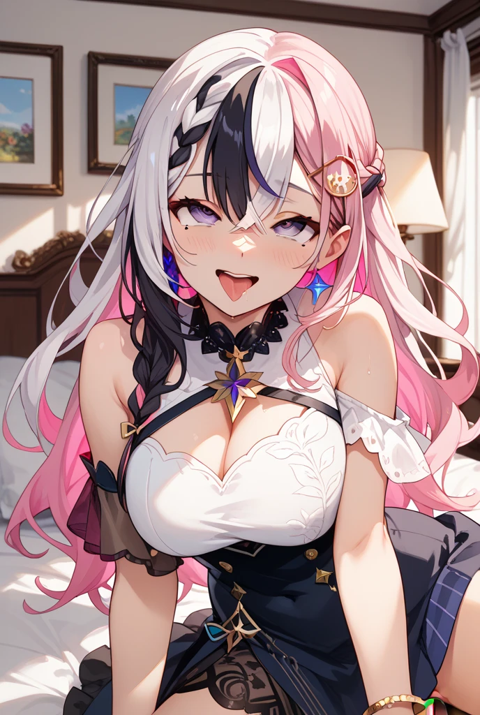 highest quality、Big Breasts、Cleavage、Tongue out、smile、Panty shot、Devil&#39;s Wings、Long Black Hair、Devil&#39;s Tail、Black clothes、Standing in Hell