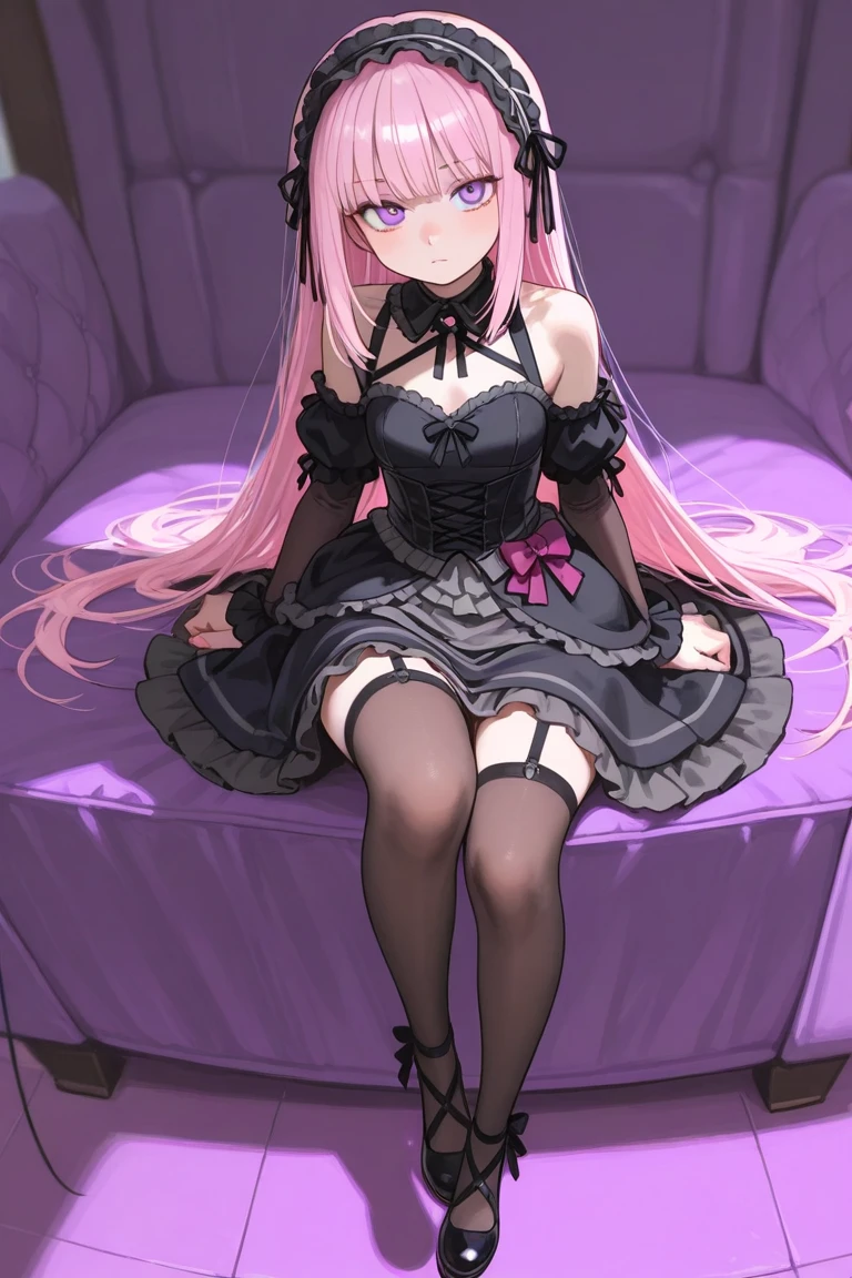 ((nsfw)), ((best quality)), ((masterpiece)), perfect face, 1girl, Sitting on the sofa, Clear latex tights, Clear latex pantyhose, Pointed toe high heels for girls, Bright bedroom,