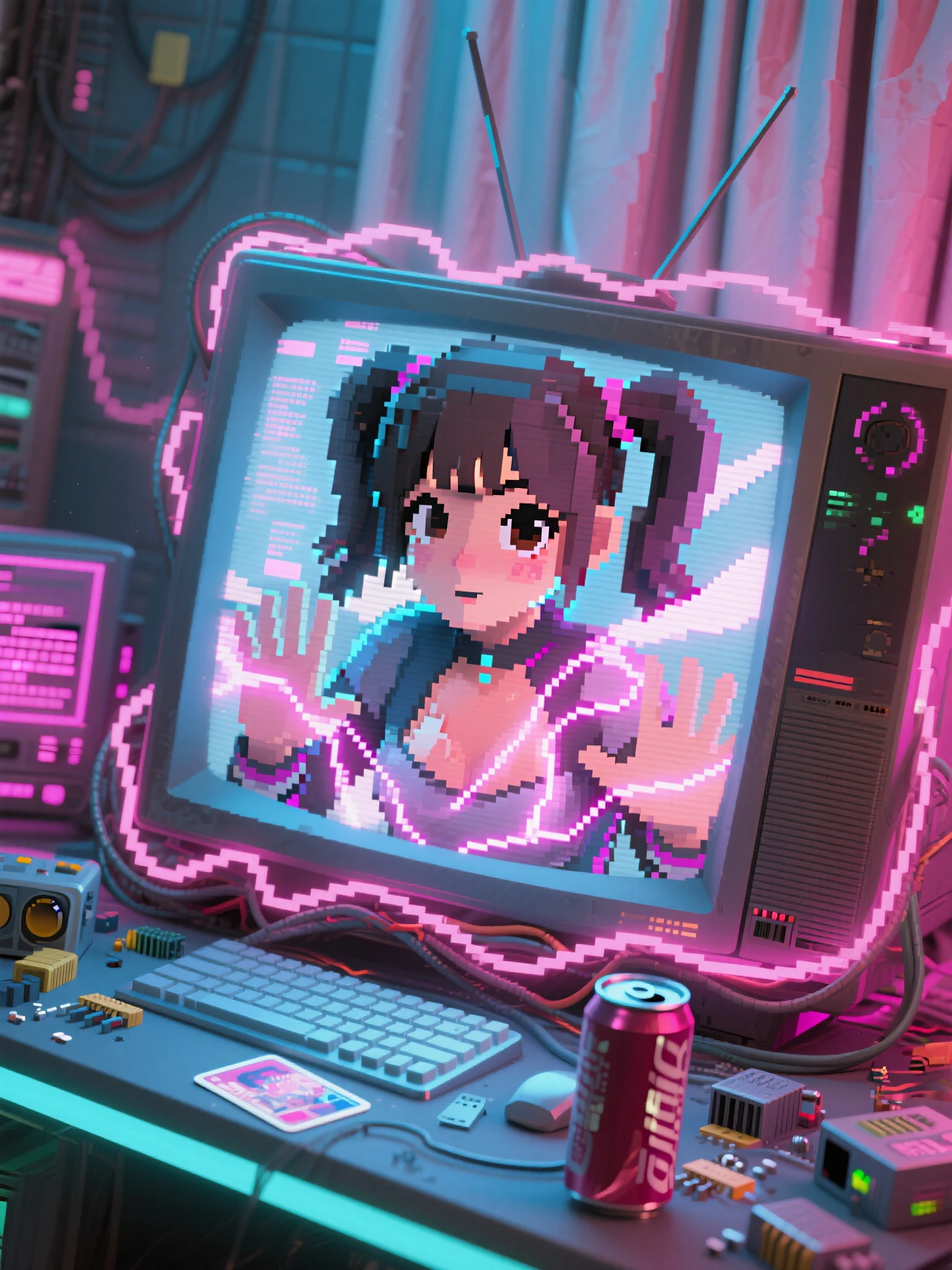 Japanese anime style,Term Machine,Woman riding on a flying carpet,Cryptocurrencyのトンネルを飛んでいる,Neon lit tunnel,Cryptocurrency,Bitcoin,Altcoins,Crypt,Traveling to the past,8k