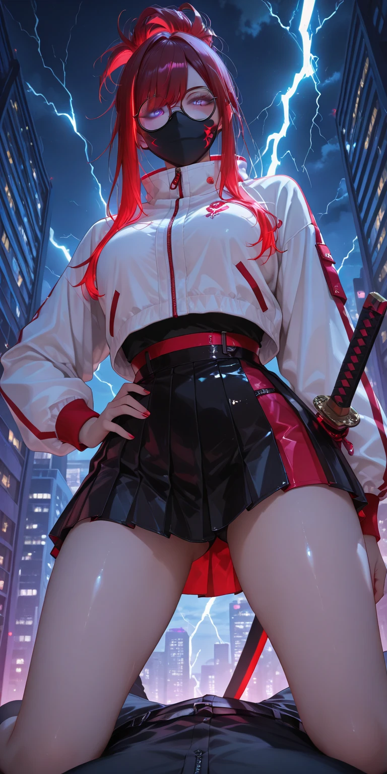 (Masterpiece:1.2), (best quality:1.2), perfect eyes, perfect face, perfect lighting, 1girl, mature woman on a battlefield, absurdly long red hair, crown braid, war_glam, armor, leather skirt, scars, fantasy, detailed background