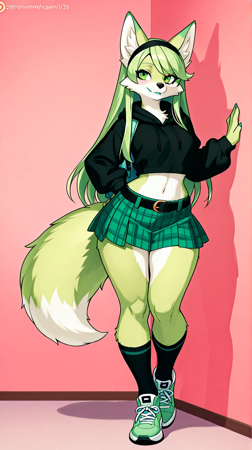 , Croped, , cleavage, slim waist, cropped hoodie underboob, cropped hoodieunderboobhoodie, 1girl, 2 wolf ears, wolf tail, marijuana crop hoodie, crop shorts, marijuana hoodie, spiky hair, spiky fur, green hair, red eyes,marijuana field, tight clothes, perfect eyes, perfect hands, clear resolution, full body, cleavage skin, marijuana plants, open hoodie, marijuana field, black thigh high socks, full body, earrings, 1girl, skirt, cleavage, slim waist, cleavage, slim waist, hair pulled back, big breast, round butt, slim waist, best quality, thick thighs, D-cup breast,