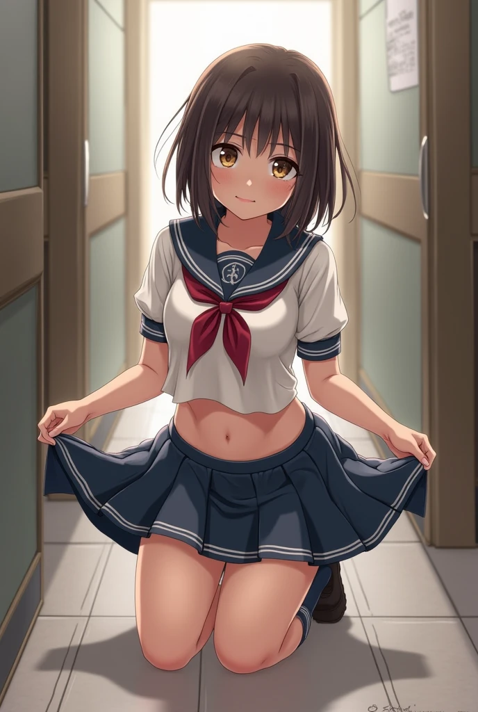 (From below:1.5)、whole body、slim,(Thin legs:1.3),(red collar:1.3,collar on a leash),Mikan Yuuki, (8-year-old),(brown eyes:1.5), brown hair, hair ornament, hair scrunchie, long hair, pink scrunchie, scrunchie, (flat chest:1.2),(glossy skin:1.4),
BREAK scrunchie,skirt,(skirt lift:1.5),(bottomless:1.5),
BREAK 夏、sunlight、(Abandoned house),(clenched teeth),(anger:1.3)、(tears:1.3),blush、(pussy juice:1.3),BREAK (masterpiece:1.2), best quality, high resolution, unity 8k wallpaper, (beautiful detailed eyes:1.6), extremely detailed face, perfect lighting, extremely detailed CG, (perfect hands, perfect anatomy),