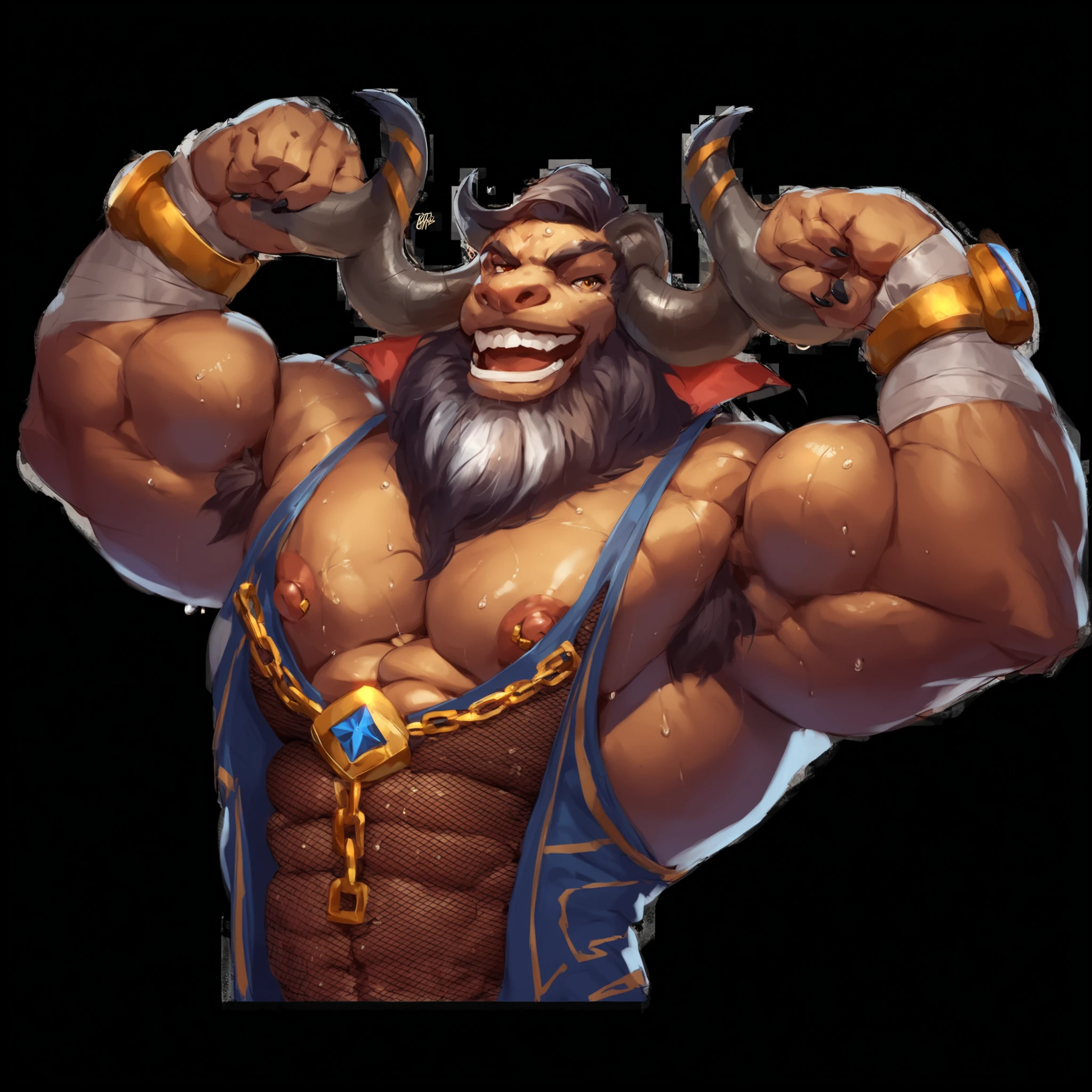 Human mystic strongman has muscular bull horns --auto --s2
