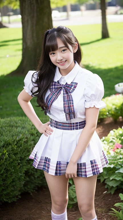 最high quality、high quality、Best image quality、Light blue sailor suit、Tight uniform、(Large Breasts),Summer clothes、pleated mini skirt、I can see her panties、Twin tails、smile、,最High resolution、High resolution、最high quality、masterpiece、RAW Photos、whole body写真、Detailed and realistic human body、Detailed and realistic skin、Realistic face in every detail、Detailed and realistic eyes、Detailed and realistic lips、Detailed and realistic teeth、Detailed and realistic ears、Detailed and realistic hair、Detailed and realistic weapons、Realistic reproduction of every detail、Realistic fingers in every detail、(Beautiful Hands、thumb1reference4)、Realistic feet down to the last detail、((Beautiful Japanese Woman))、(Japanese Model)、((21 year old beautiful woman))、(Black Hair)、(Straight hair)、((whole body))、(Slim and perfect figure)、(whole body光沢肌、Fair skin)、Detailed and realistic human body、Detailed and realistic skin、Realistic face in every detail、Detailed and realistic weapons、Realistic fingers in every detail、Detailed realistic feet、Soft natural light、Japanese garden、A 360-degree view of hydrangea fields、((Standing in the middle of a hydrangea field(A girl surrounded by hydrangeas 360 degrees))、Poses to make your thighs look beautiful