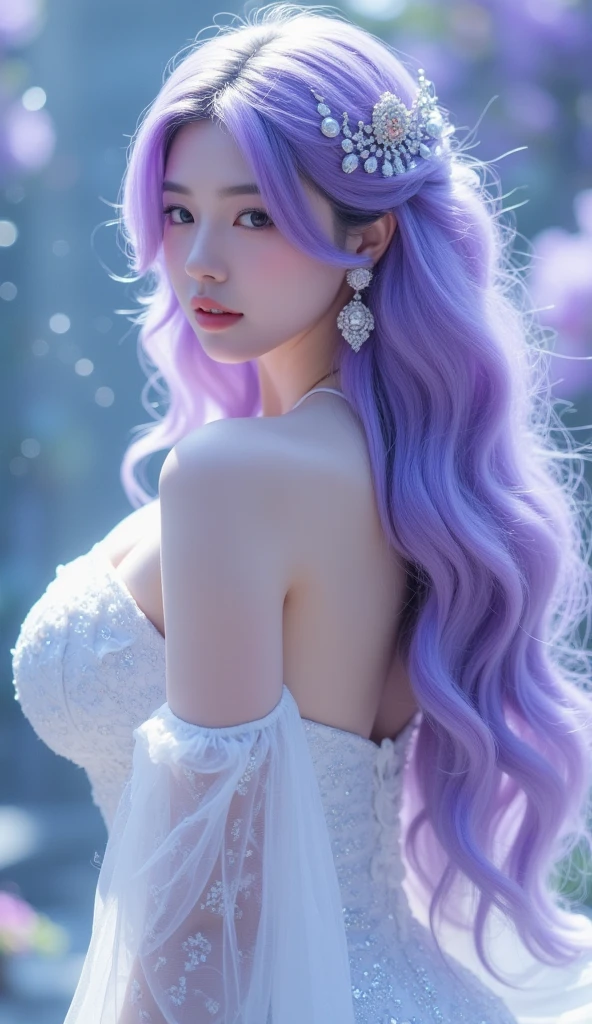 animado mujer pelo blanco y vestido escotado blanco de ojos morados, ((purple eyes)), person, person, person, person, person, person, person, person, person, person, person, person, person, person, estilo de charlie bowater, estilo artístico de charlie bowater, in estilo de charlie bowater, neoartcore y charlie bowater, charlie bowater y artgeem, charlie bowater ricos colores profundos, Físico : el abdomen más pequeño jamás visto, jisoo from blackpink, popular south korean makeup, quality detailed ,(beautiful makeup :1.2), Wide hips, big, big ass, (best quality, 8K, masterpiece: 1.3), Clear focus: 1.2, Perfect body beauty: 1.4, strong abs, Very detailed face and skin texture. , detailed eyes, double eyelids, (long hair), having very marked curves, with greater volume in ((hips and breasts)), which makes the waist look much smaller ((wasp waist))