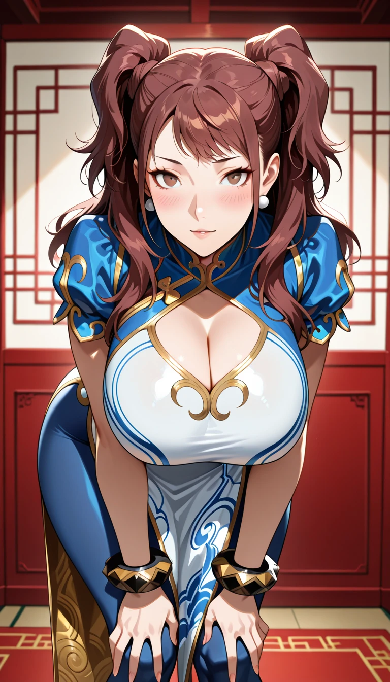 Masterpiece, superlative, petite, big breasts, red lip gaze, seductive smile, sexy, garter, blunt bangs, high ponytail, simple background
